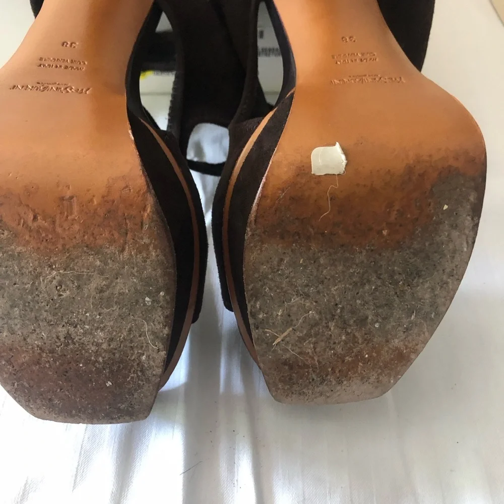 Yves Saint Laurent Dark Brown Stretch Suede Heels size 38 - Picture 5 of 6